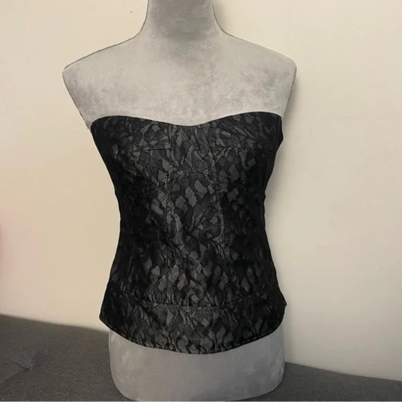 New Club Monaco Black Lace Strapless Bustier Top Size 0 - Picture 5 of 9